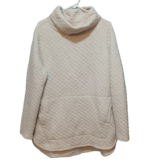 Duluth Trading Company Women Quilted Sweatshirt Tunic L Large Ivory White Pocket - Picture 1 of 8